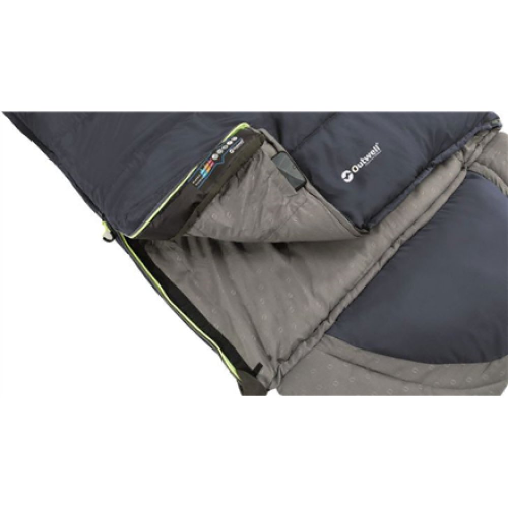 Outwell Contour Lux Deep Blue R, Sleeping Bag - Right Zipper, 220 x 85 cm, YKK 2-way L-shape open-end with auto lock, Deep Blue