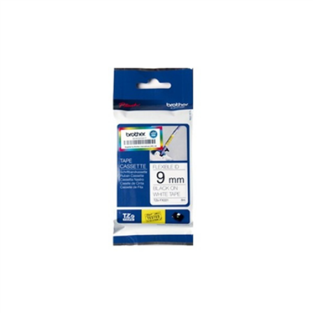 Brother , TZe-FX221 Flexible ID Laminated Tape , Black on White , TZe , 8 m , 0.9 cm