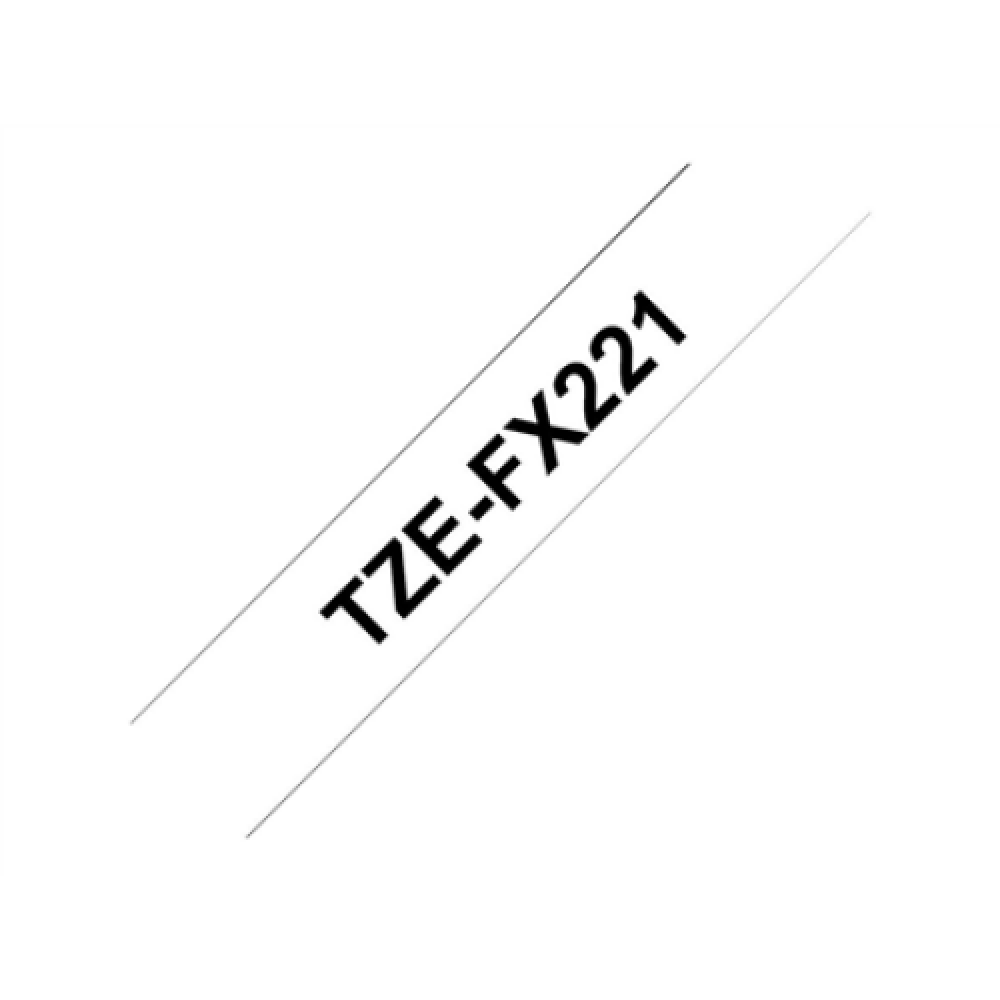 Brother , TZe-FX221 Flexible ID Laminated Tape , Black on White , TZe , 8 m , 0.9 cm