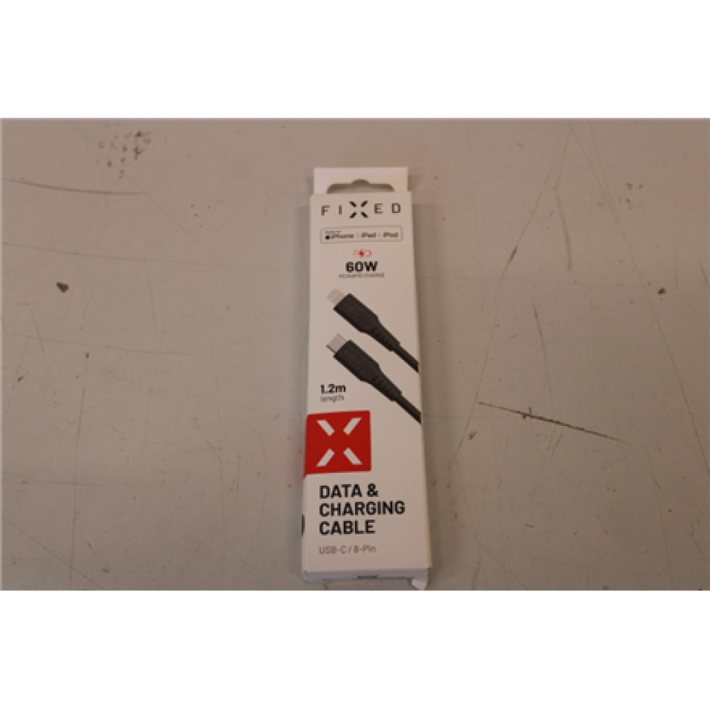 SALE OUT. FIXED Liquid Silicone Cable USB-C/Lightning, 1,2m, black , Fixed , Liquid Silicone Cable USB-C/Lightning, 1.2m , FIXDLS-CL12-BK , Black , DAMAGED PACKAGING, DEMO