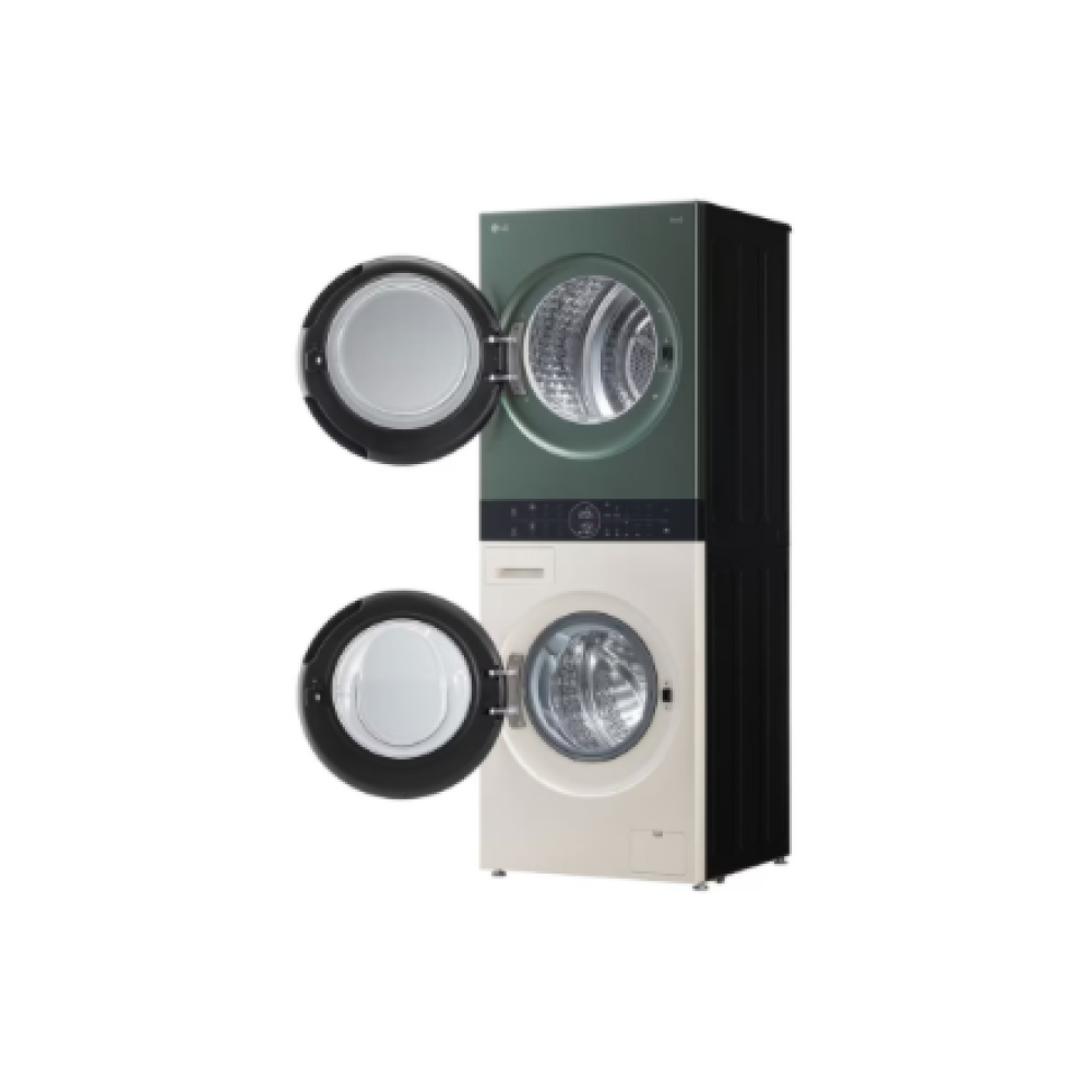 LG Washing machine with dryer , WT1210EGF , Energy efficiency class A/C , Front loading , Washing capacity 12 kg , 1400 RPM , Depth 66 cm , Width 60 cm , LED , Drying system , Drying capacity 10 kg , Steam function , Beige/Green