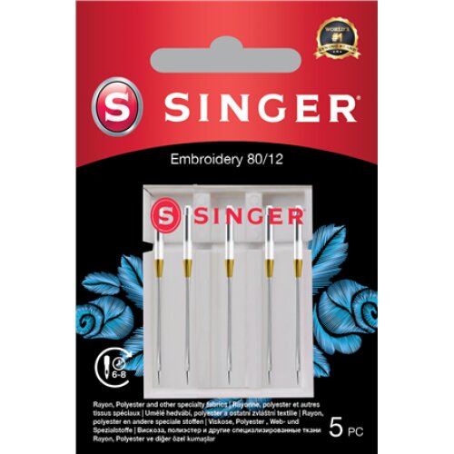 Singer Embroidery Needle 80/12 5PK