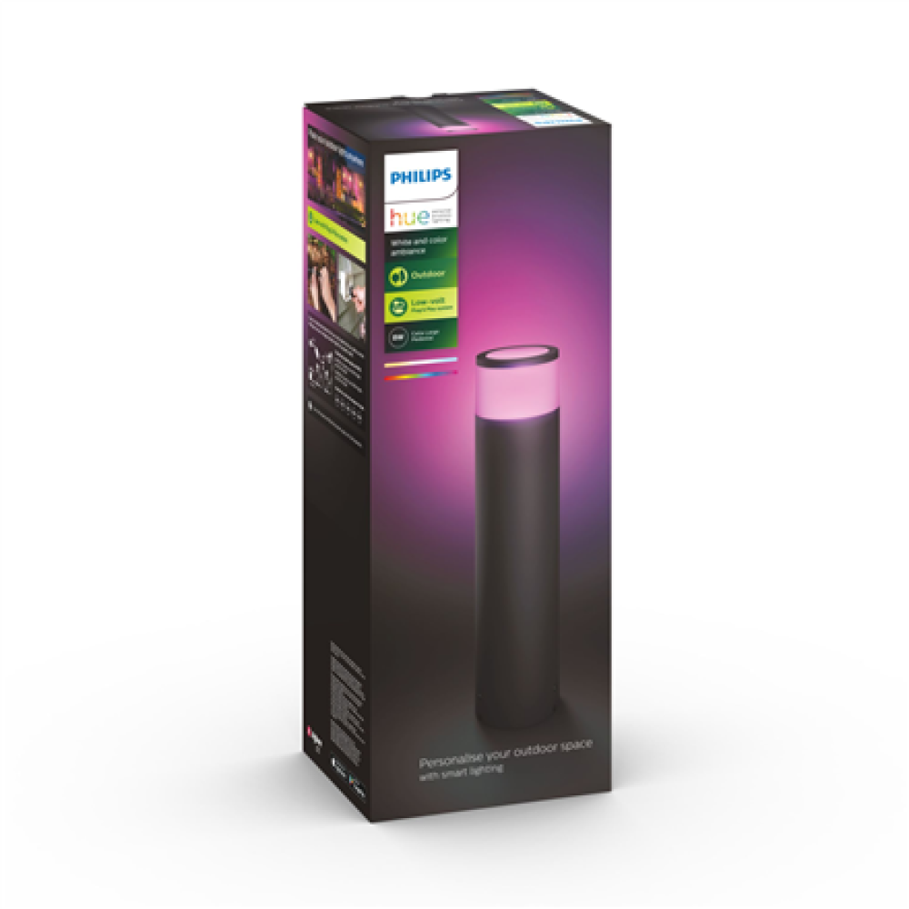 Philips Hue WCA Calla Outdoor Large Bollard, Black , 8 W , 2000-6500 Hue White Colour Ambiance