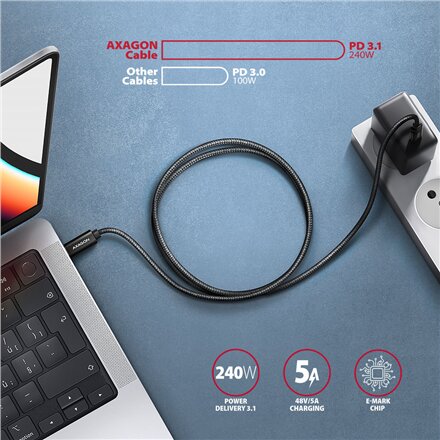 AXAGON , Data and charging USB 480Mbps cable, 1 m , BUCM2-CM10AB , USB-C to USB-C