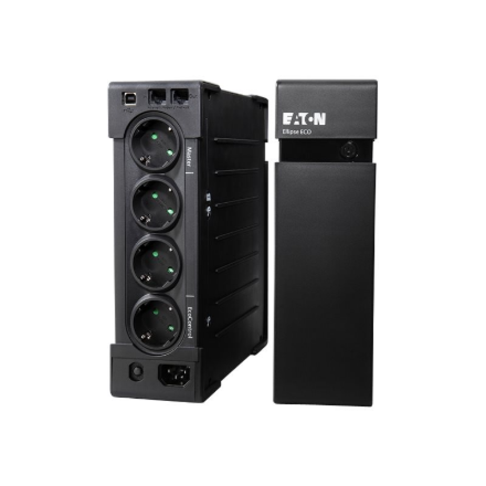 Eaton Ellipse ECO UPS USB DIN, 1600 VA, 1000 W, Input: C14, Outputs: (4) Schuko, (4) Schuko surge only, Tower , Eaton