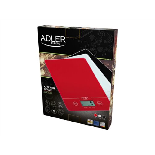 Adler , Kitchen scales , AD 3138 , Maximum weight (capacity) 5 kg , Graduation 1 g , Red