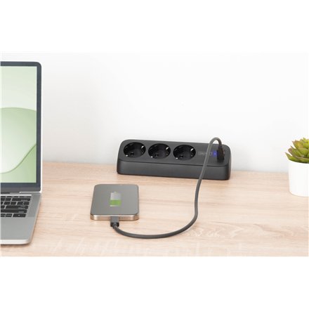 Digitus 3-way office socket strip with 2x USB-A and 1x USB-C connections , DA-70625