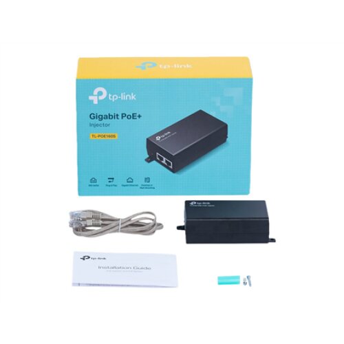 TP-LINK , PoE+ Injector Adapter , TL-POE160S , 10/100/1000 Mbit/s , Ethernet LAN (RJ-45) ports 1x10/100/1000Mbps RJ45 data-in port, 1x10/100/1000Mbps RJ45 power and data-out port