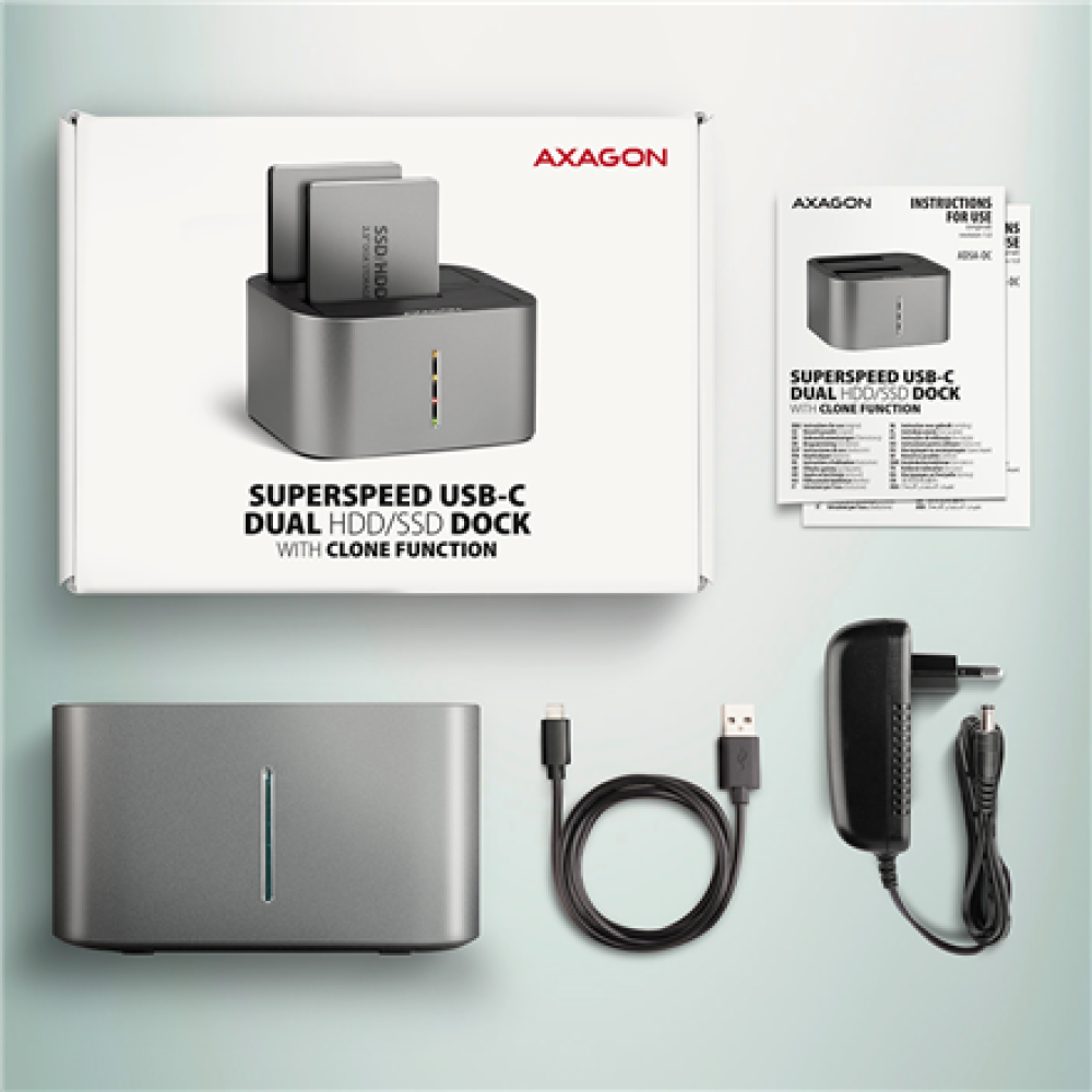 AXAGON , SuperSpeed USB DUAL 2.5/3.5 HDD/SSD DUAL dock , ADSA-DC