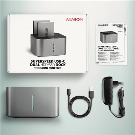 AXAGON , SuperSpeed USB DUAL 2.5/3.5 HDD/SSD DUAL dock , ADSA-DC