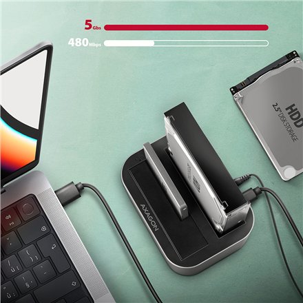 AXAGON , SuperSpeed USB DUAL 2.5/3.5 HDD/SSD DUAL dock , ADSA-DC