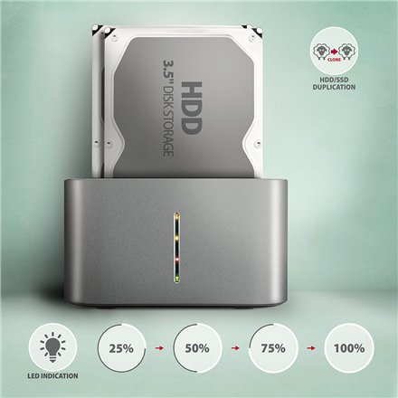 AXAGON , SuperSpeed USB DUAL 2.5/3.5 HDD/SSD DUAL dock , ADSA-DC