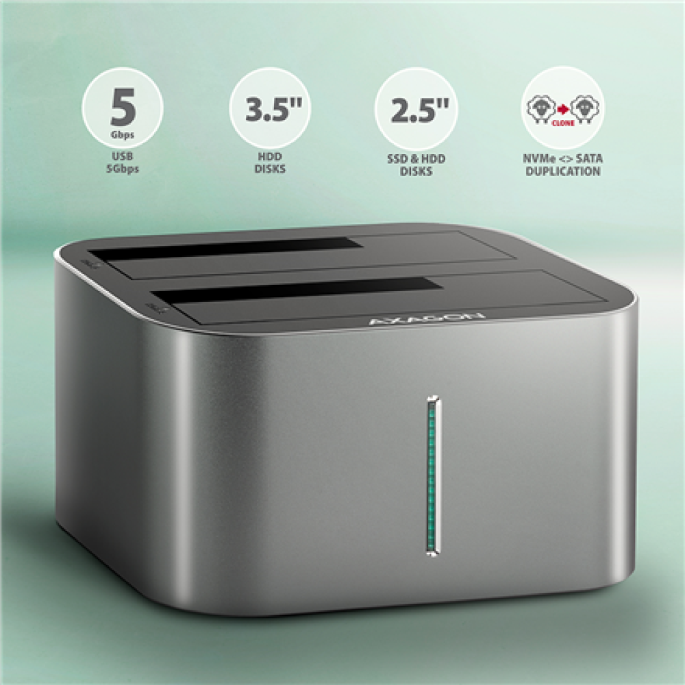 AXAGON , SuperSpeed USB DUAL 2.5/3.5 HDD/SSD DUAL dock , ADSA-DC