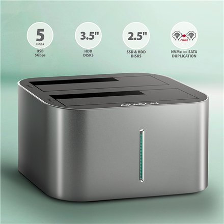 AXAGON , SuperSpeed USB DUAL 2.5/3.5 HDD/SSD DUAL dock , ADSA-DC