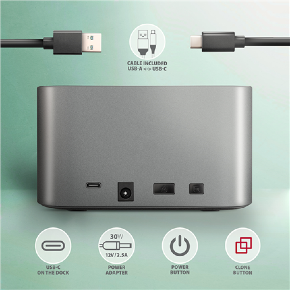 AXAGON , SuperSpeed USB DUAL 2.5/3.5 HDD/SSD DUAL dock , ADSA-DC