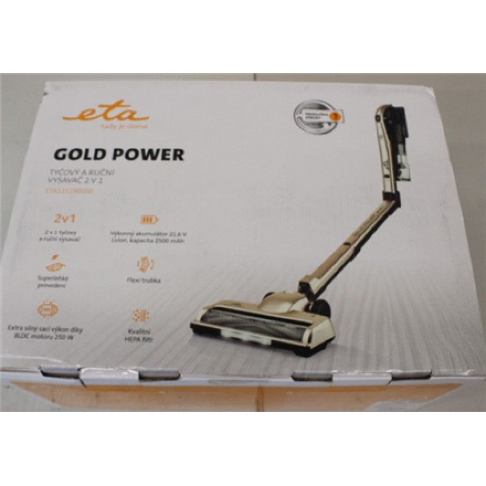 SALE OUT. ETA Vacuum Cleaner , Gold Power 1212 90000 , Cordless operating , 250 W , 21.6 V , Operating time (max) 35 min , Cream , Warranty 24 month(s) , DEMO, USED