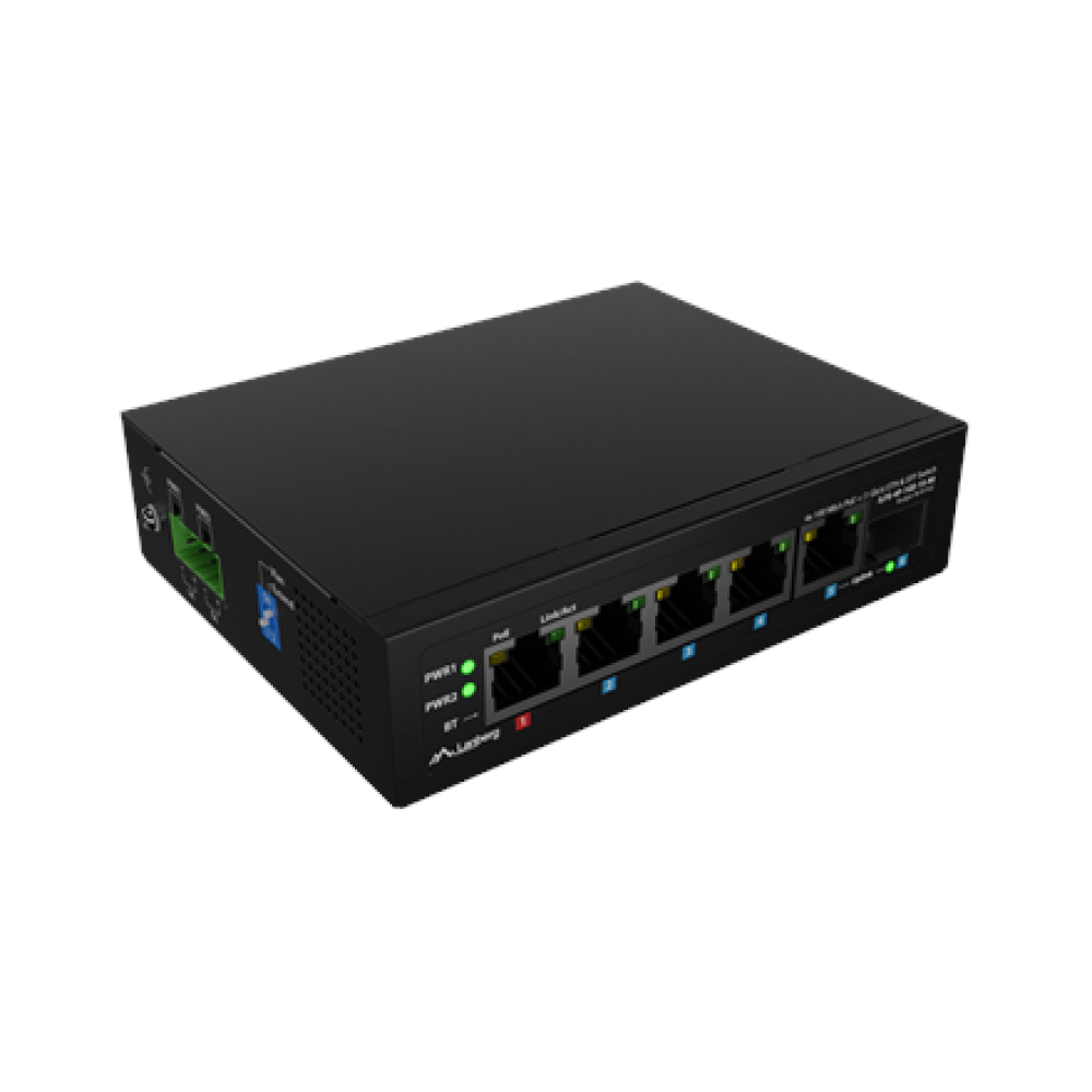 Lanberg Switch PoE 1xBT 3xAT SFP/ETH Din Unmanagment Fast Ethernet , ILFE-4P-1GE-1S-90