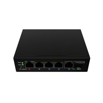 Lanberg , Switch PoE 1xBT 3xAT SFP/ETH Din Unmanagment Fast Ethernet , ILFE-4P-1GE-1S-90