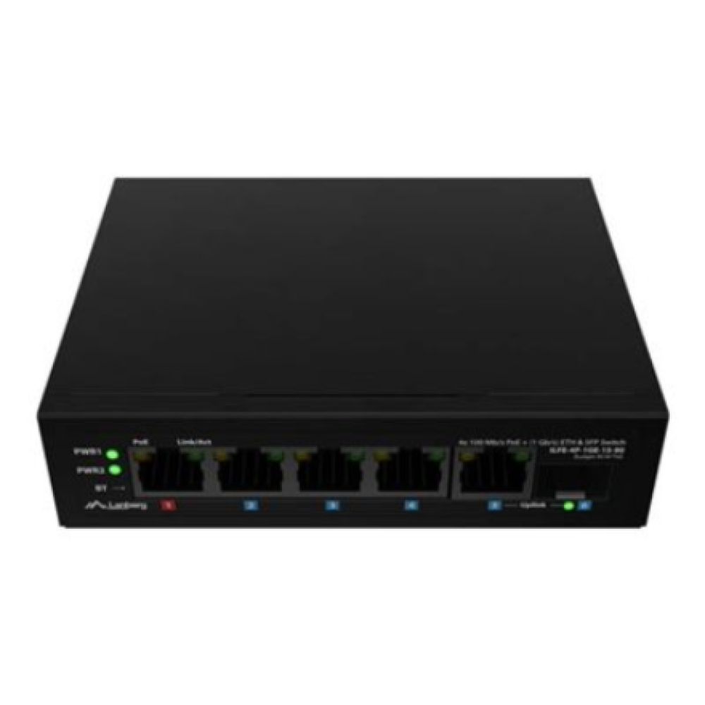 Lanberg Switch PoE 1xBT 3xAT SFP/ETH Din Unmanagment Fast Ethernet , ILFE-4P-1GE-1S-90