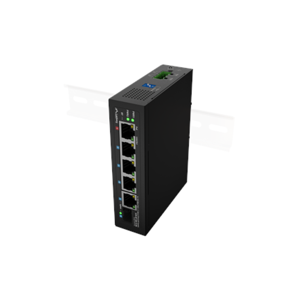 Lanberg Switch PoE 1xBT 3xAT SFP/ETH Din Unmanagment Fast Ethernet , ILFE-4P-1GE-1S-90