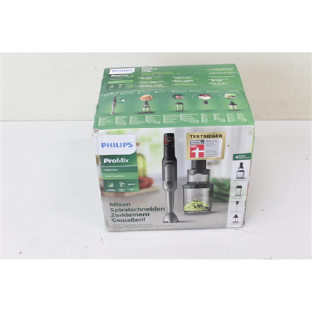SALE OUT. PHILIPS HR2657/90 Mixer, Hand, Power 800 W, Variable speed, Stainless Steel blade, Black/Stainless steel , Philips , Blender , HR2657/90 , Hand Blender , 800 W , Number of speeds Variable , Turbo mode , Chopper , Black , DAMAGED PACKAGING