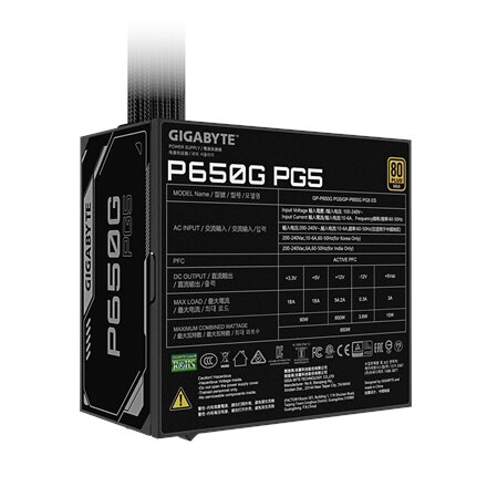 Gigabyte Power Supply , Processor family AMD , P650G PCIE 5.1 , 650 W , Processor socket AM4 , DDR4 DIMM , Memory slots 2 , Supported hard disk drive interfaces SATA, M.2 , Number of SATA connectors 4 , Chipset AMD A520 , Micro ATX