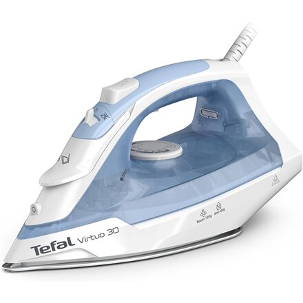 TEFAL Virtuo 30 FV2C41G0 , Steam Iron , 2000 W , Water tank capacity 240 ml , Continuous steam 25 g/min , Steam boost performance 120 g/min , Calm Blue