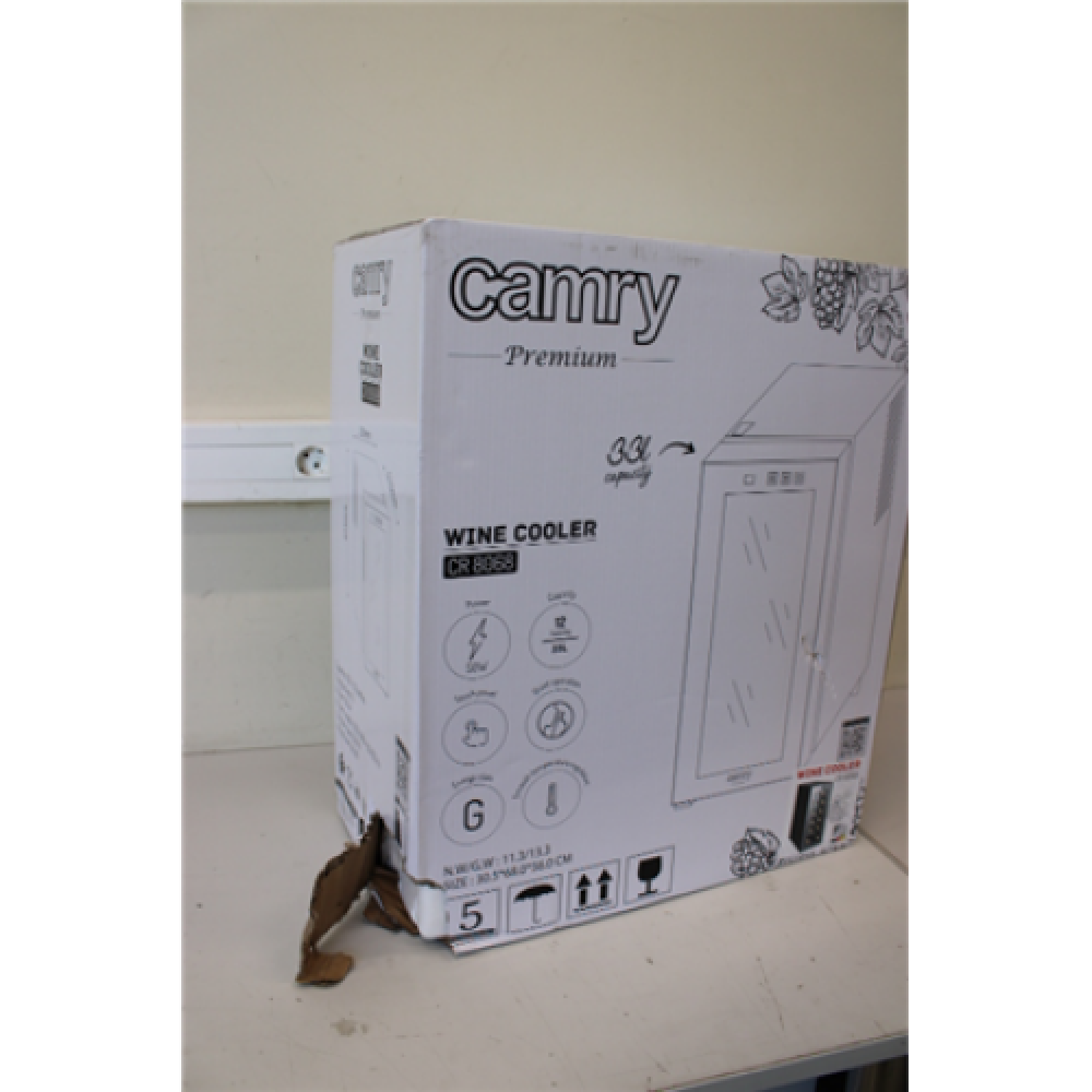 SALE OUT. Camry CR 8068 Wine Cooler, 33L, G, shelves for 12 bottles, control panel with touch buttons, emperature adjustment 12-18C, black Camry DAMAGED PACKAGING, SCRATCHED AT THE BOTTOM