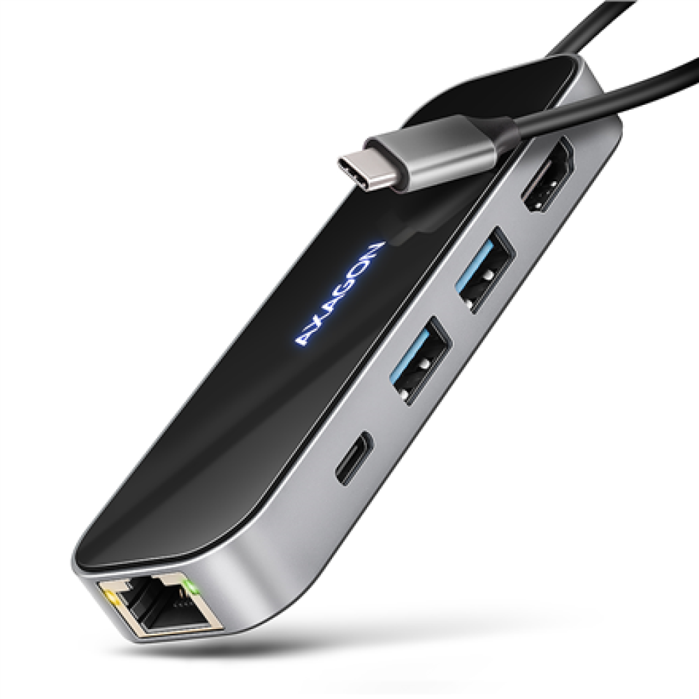 AXAGON USB-C 5Gbps GLASS 6in1 Hub , HMC-6GLN
