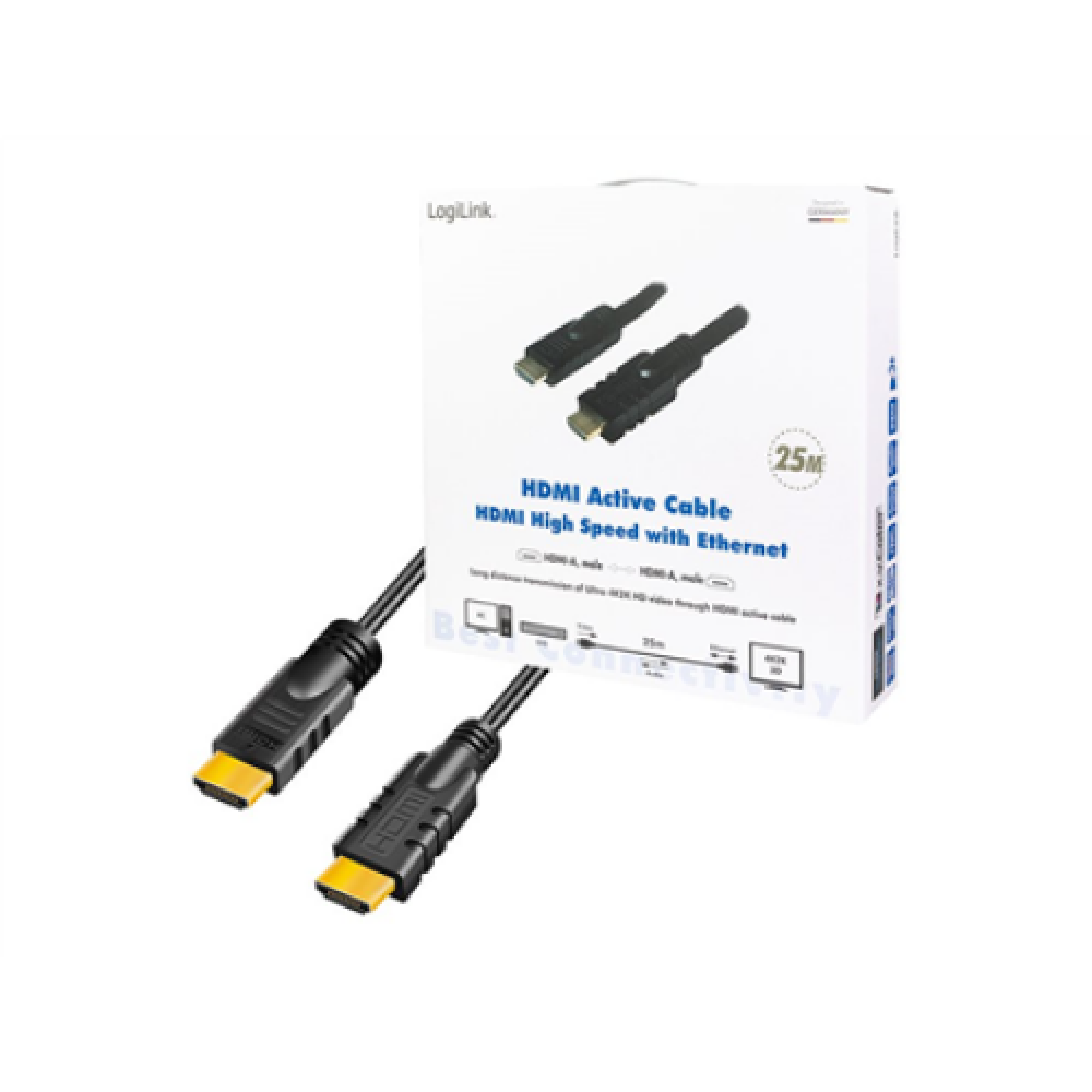 Logilink CHA0025 HDMI Cable, Active, M/M, 25m, black , Logilink , Black , HDMI to HDMI , 25 m
