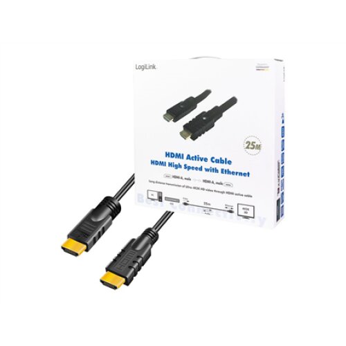 Logilink CHA0025 HDMI Cable, Active, M/M, 25m, black , Logilink , CHA0025 HDMI Cable, Active, M/M , HDMI to HDMI , 25 m