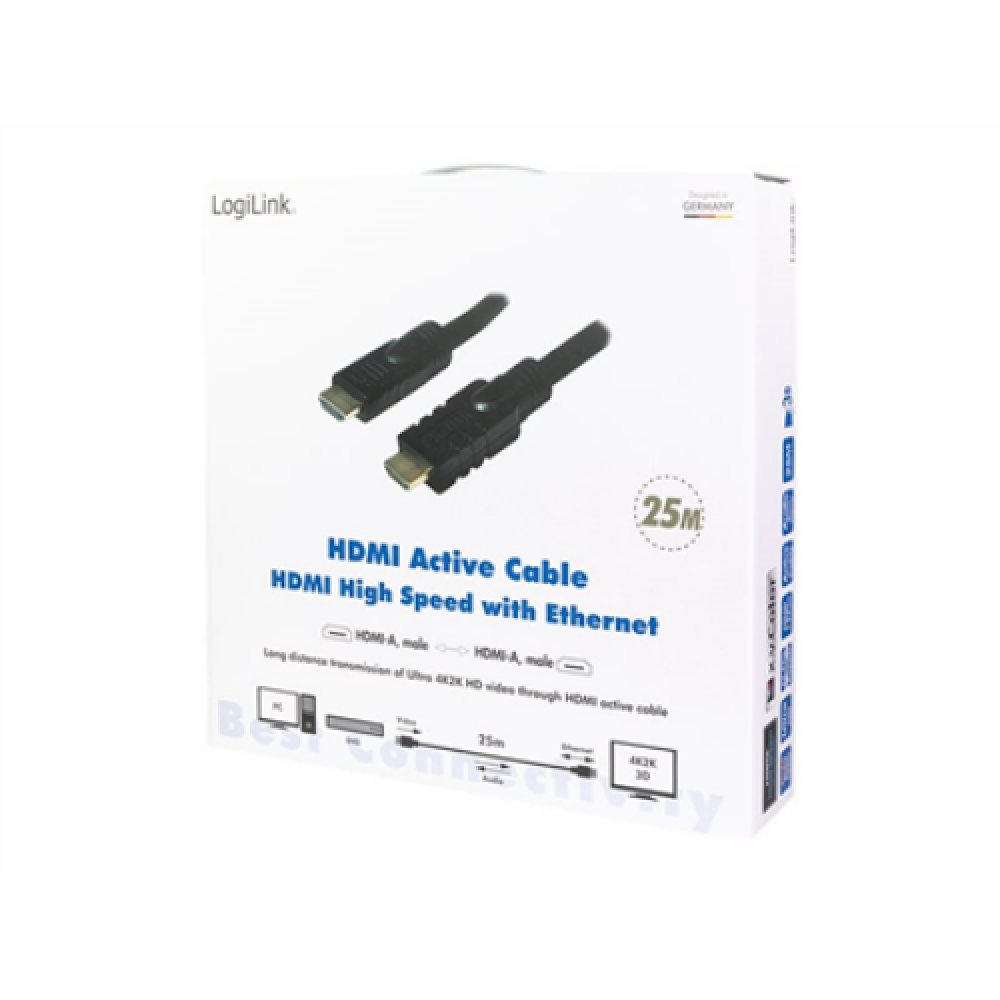 Logilink CHA0025 HDMI Cable, Active, M/M, 25m, black , Logilink , Black , HDMI to HDMI , 25 m