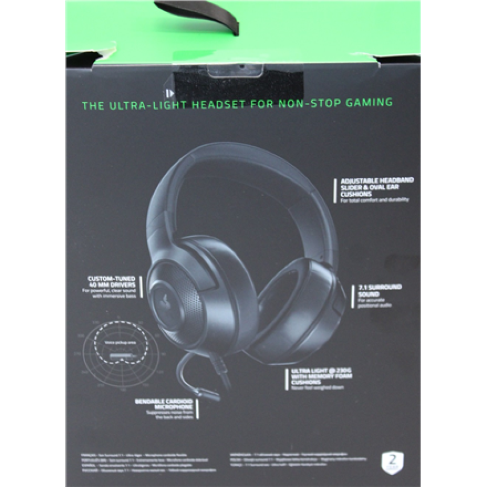 SALE OUT. Razer Kraken X Lite Gaming Headset, Over-Ear, Wired, Microphone, Black , SALE OUT. , Razer , Kraken X Lite , Wired , Gaming Headset , Over-Ear , DAMAGED PACKAGING , Warranty 24 month(s)