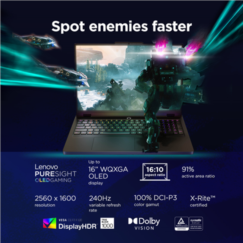 Lenovo Legion Pro 5 16IAX10 , Eclipse Black , 16 , OLED , WQXGA , 2560 x 1600 pixels , Glossy , Intel Core Ultra 7 , 255HX , 32 (2x16) GB , SO-DIMM DDR5 , Solid-state drive capacity 1000 GB , NVIDIA GeForce RTX 5070 , GDDR7 , 8 GB , Windows 11 Home , 802.