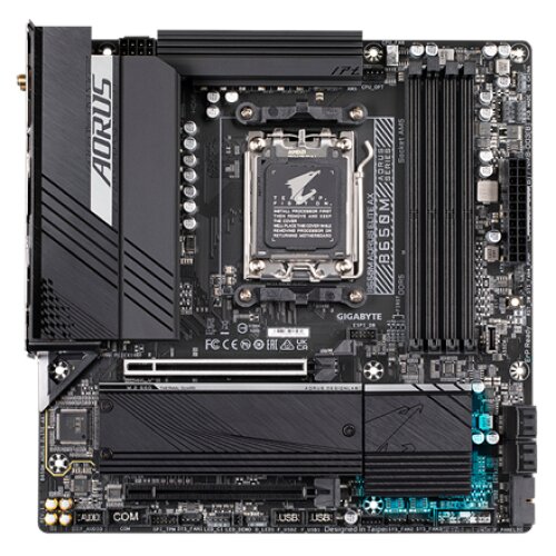 Gigabyte , B650M AORUS ELITE AX 1.0 M/B , Processor family AMD , Processor socket AM5 , DDR5 DIMM , Memory slots 4 , Supported hard disk drive interfaces SATA, M.2 , Number of SATA connectors 4 , Chipset AMD B650 , Micro ATX