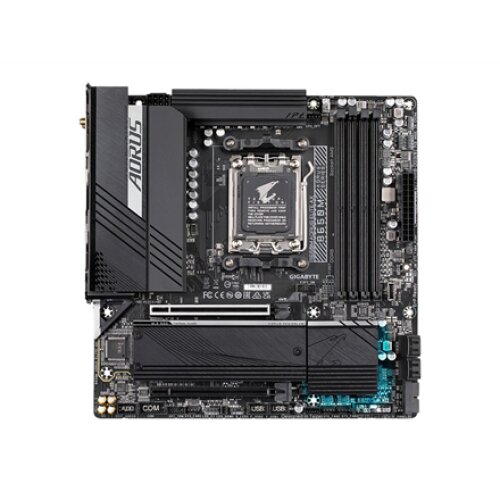 Gigabyte , B650M AORUS ELITE AX 1.0 M/B , Processor family AMD , Processor socket AM5 , DDR5 DIMM , Memory slots 4 , Supported hard disk drive interfaces SATA, M.2 , Number of SATA connectors 4 , Chipset AMD B650 , Micro ATX