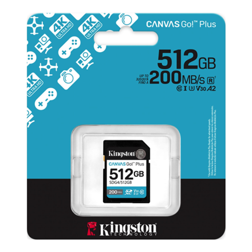 Kingston , Canvas Go! Plus , 512 GB , SD , Flash memory class Class 10, UHS-I, U3, V30