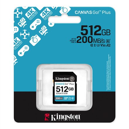 Kingston , Canvas Go! Plus , 512 GB , SD , Flash memory class Class 10, UHS-I, U3, V30