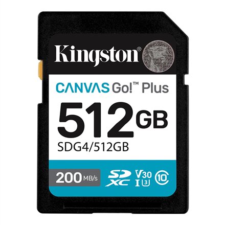Kingston , Canvas Go! Plus , 512 GB , SD , Flash memory class Class 10, UHS-I, U3, V30