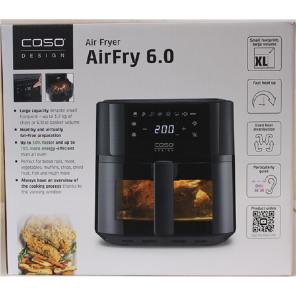 SALE OUT. , Caso Designer Air Fryer , AirFry 6.0 , Power 1700 W , Capacity 6 L , Black , DAMAGED PACKAGING , 24 month(s)
