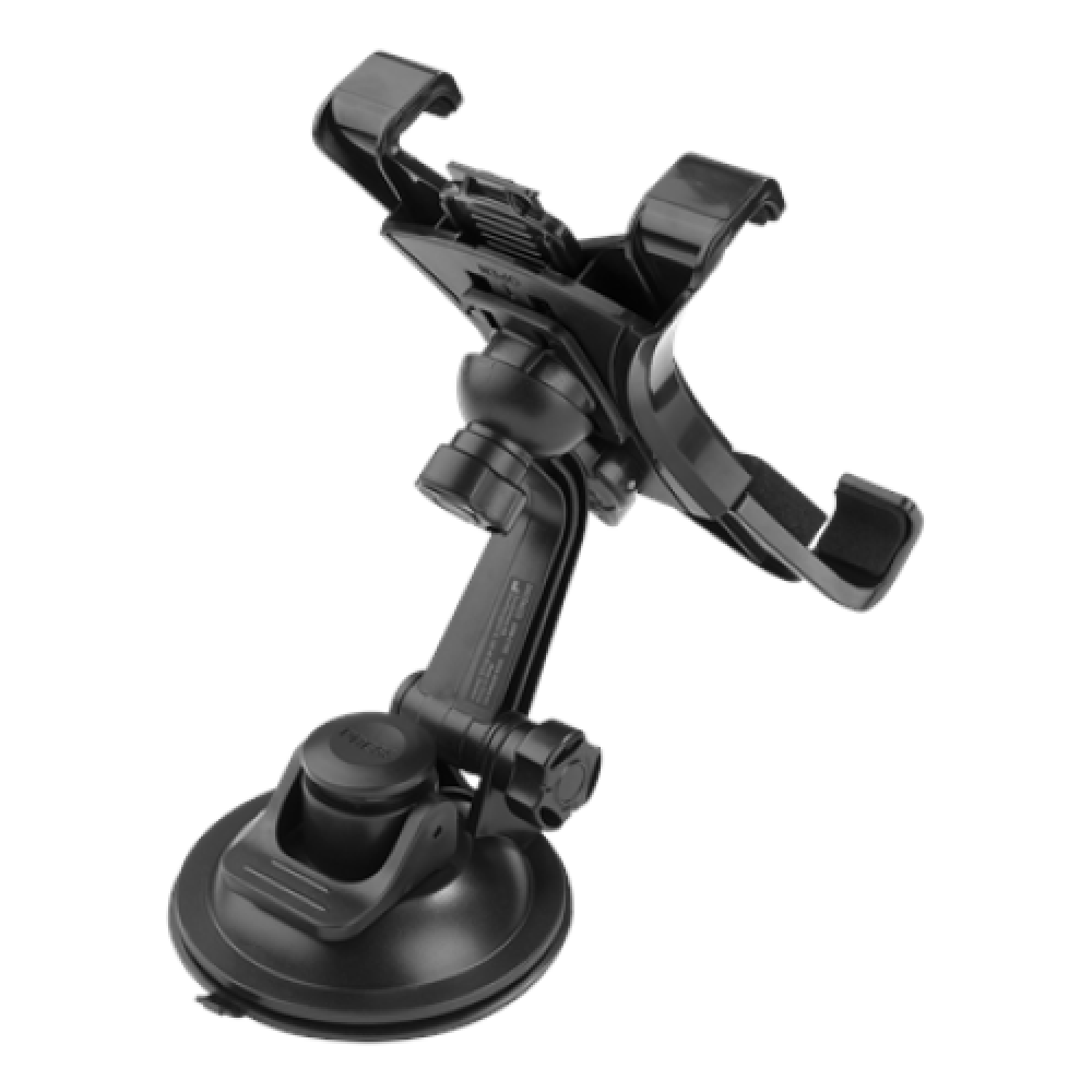 DELTACO Car Tablet Holder Adjustable 360 ° Clamp Black 7.5 A stable bracket with suction plug for mounting on the windshield or on the dashboard; The holder fits most tablets and can be easily adjusted to the desired width; Thanks to rubberized surfaces, 