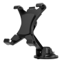 DELTACO Car Tablet Holder Adjustable 360 ° Clamp Black 7.5 A stable bracket with suction plug for mounting on the windshield or on the dashboard; The holder fits most tablets and can be easily adjusted to the desired width; Thanks to rubberized surfaces, 