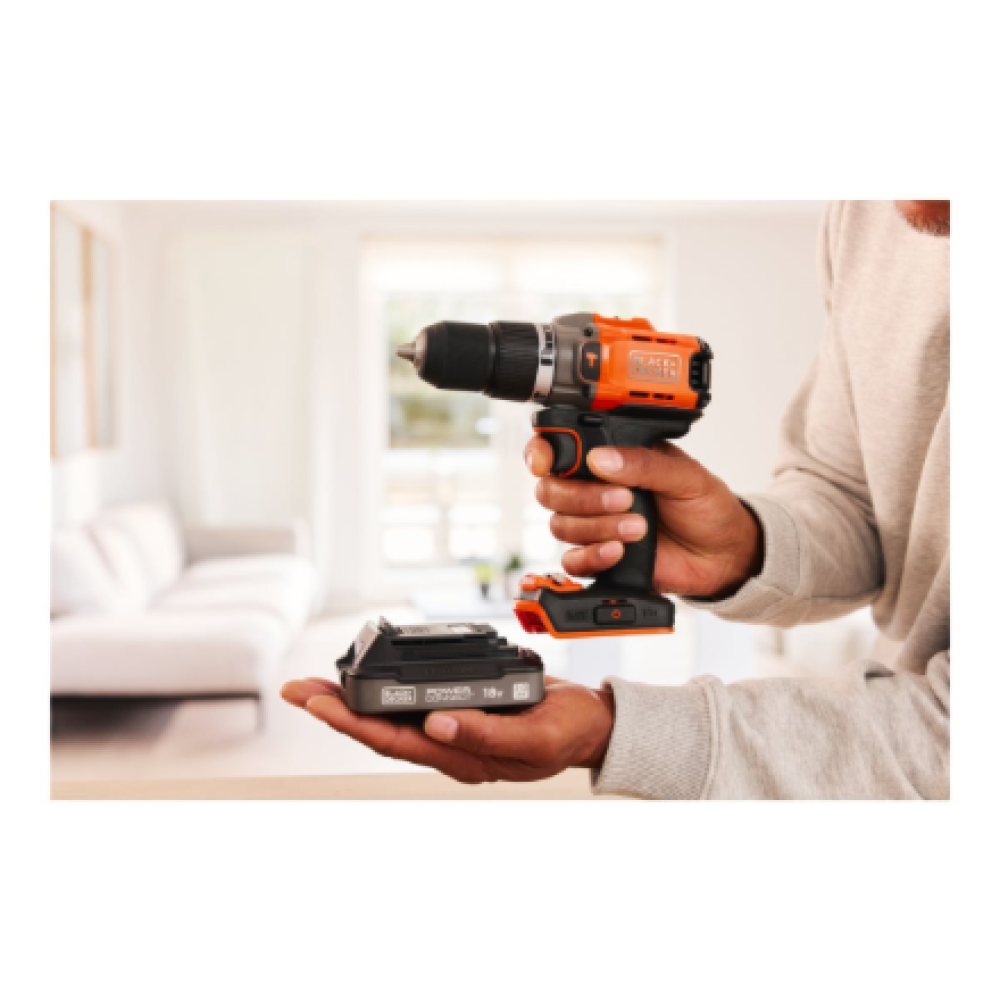BLACK & DECKER , Cordless Drill Driver , BCD383D1XK-QW , 18 V , 2.0 Ah , Lithium