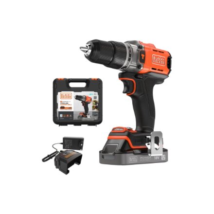 BLACK & DECKER , Cordless Drill Driver , BCD383D1XK-QW , 18 V , 2.0 Ah , Lithium
