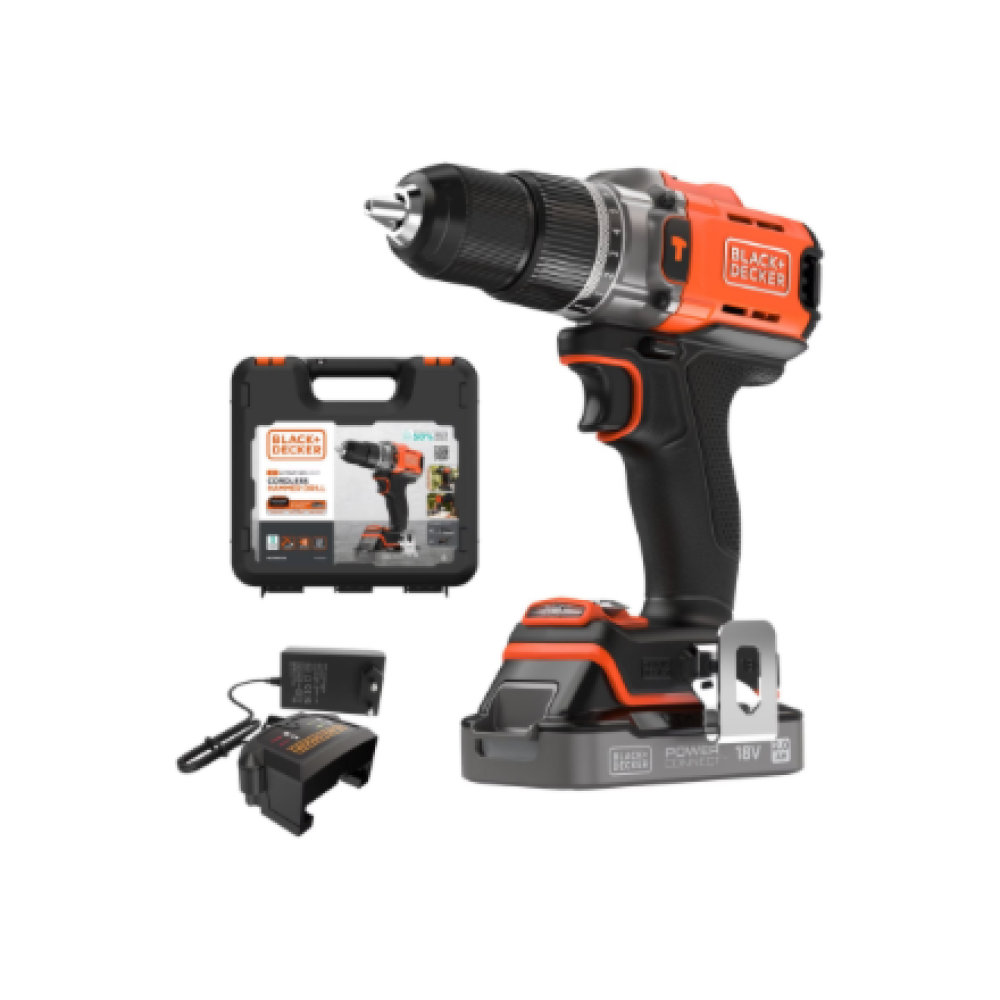 BLACK & DECKER , Cordless Drill Driver , BCD383D1XK-QW , 18 V , 2.0 Ah , Lithium