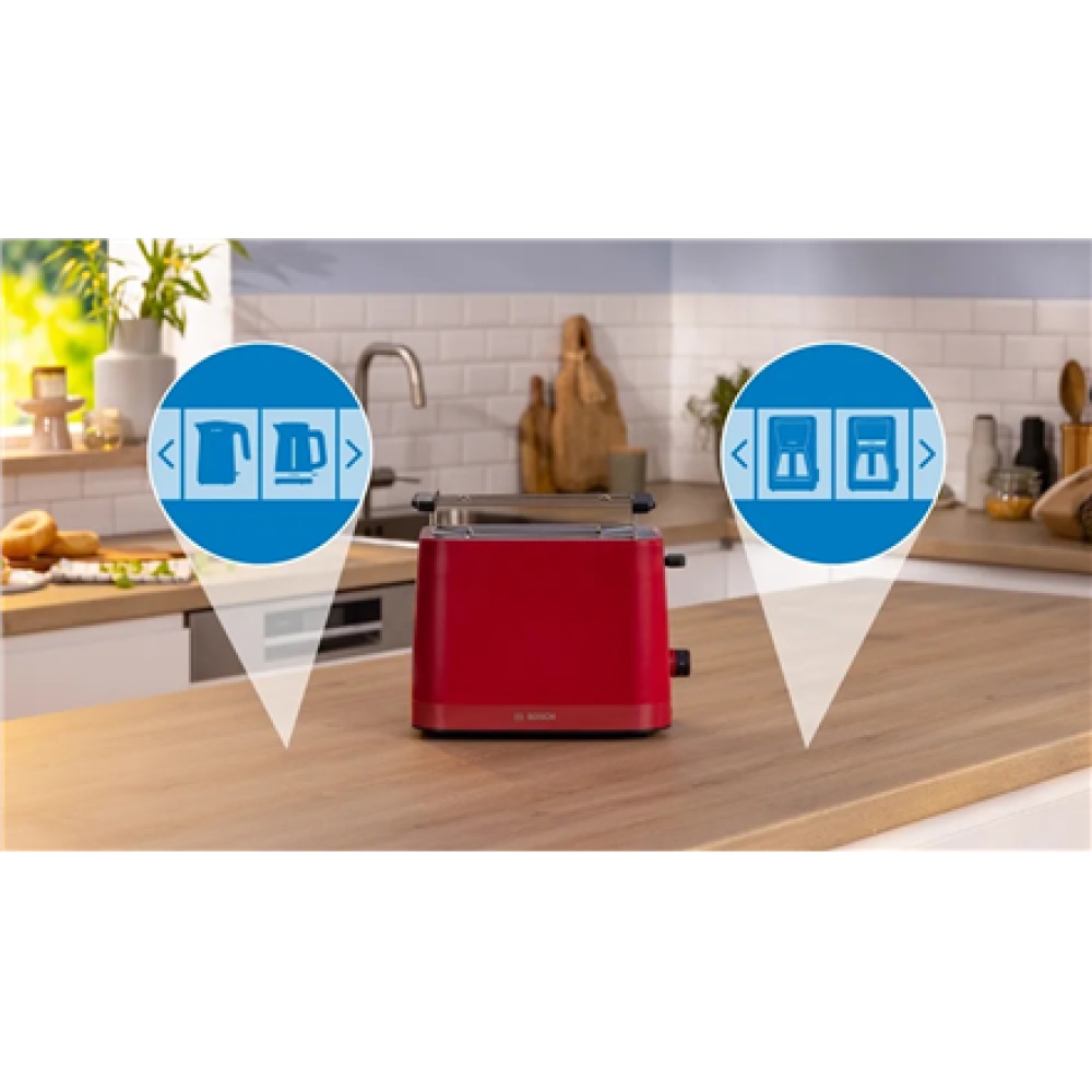 Bosch Compact Toaster , TAT3M124 MyMoment , Number of slots 2 , Housing material Plastic , Red