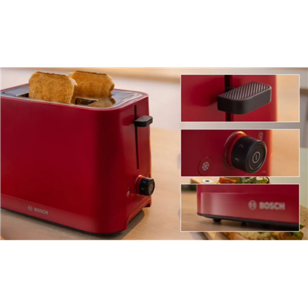Bosch Compact Toaster , TAT3M124 MyMoment , Number of slots 2 , Housing material Plastic , Red