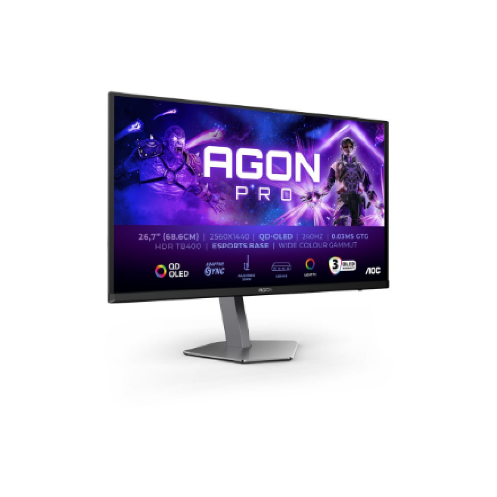 AOC AG276QZD2 , 26.7 , OLED , QHD , 16:9 , 240 Hz , 0.03 ms , 2560 x 1440 pixels , 250 cd/m² , HDMI ports quantity 2