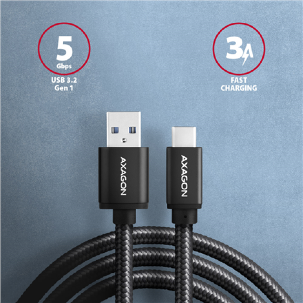 AXAGON Data and charging USB 3.2 Gen 1 cable, 1 m , BUCM3-AM10AB , USB Type A - USB Type C