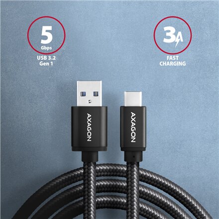 AXAGON , Data and charging USB 3.2 Gen 1 cable, 1 m , BUCM3-AM10AB , USB Type A - USB Type C